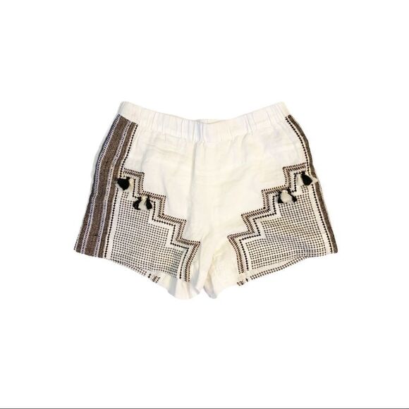 J. Crew Collection Embroidered Linen Tassel Shorts - Picture 2 of 3